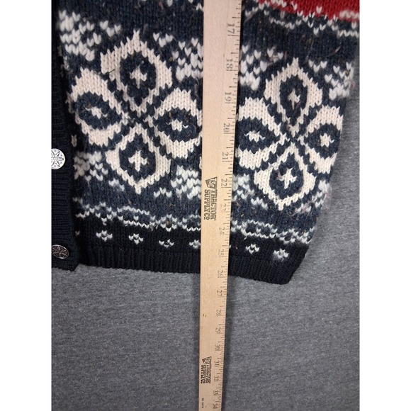 North Crest Womens Sweater Large Red Black Fair Isle Nordic Cardigan Holiday VTG - Picture 9 of 11